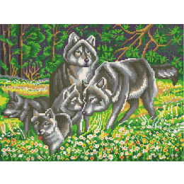Рисунок на канве "Волчья семья"