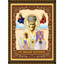Рисунок на ткани для вышивания бисером и бусинами "Святой Николай Чудотворец"