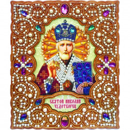 Набор для вышивки бисером по деревянной основе "Святой Николай Чудотворец"