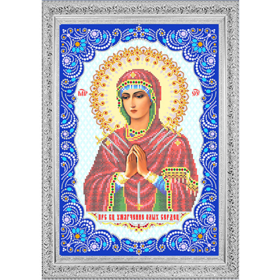 Рисунок на ткани для вышивания бисером и бусинами и стразами "Пресвятая Богородица Умягчение злых сердец"