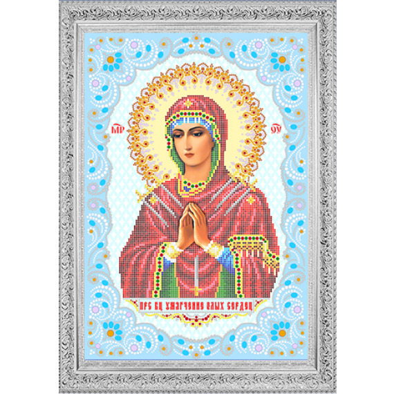 Рисунок на ткани для вышивания бисером и бусинами и стразами "Пресвятая Богородица Умягчение злых сердец"