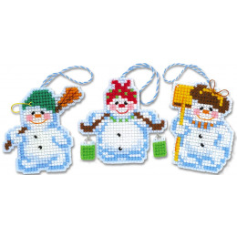 Набор для вышивания крестом "Новогодние игрушки "Снеговички"