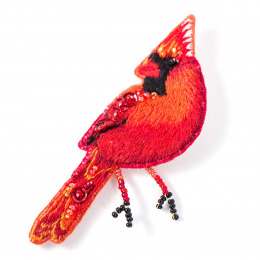 Набор для шитья и вышивания брошь "Птичка кардинал"