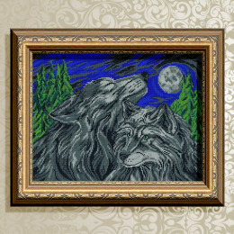 Рисунок на ткани "Волк и волчица"