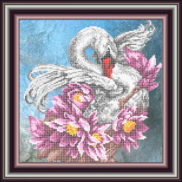 Рисунок на ткани для вышивания бисером "Лебедь"