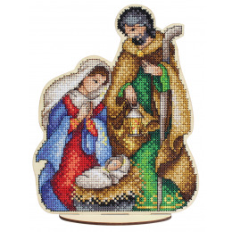 Вышивка крестом на деревянной основе "Святое семейство"