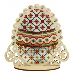 Набор для вышивания бисером на деревянной основе "Белое пасхальное яйцо"