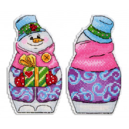 Набор на пластиковой канве "Снеговик с подарками"