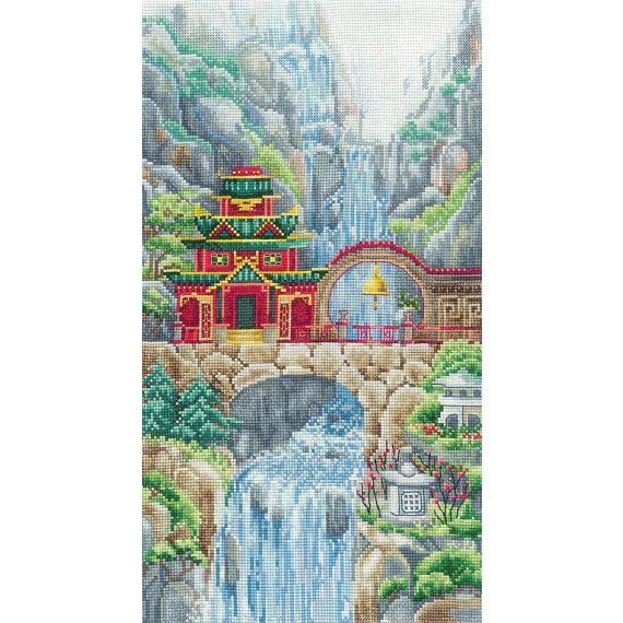 Набор для вышивания крестом "Храм водопада"