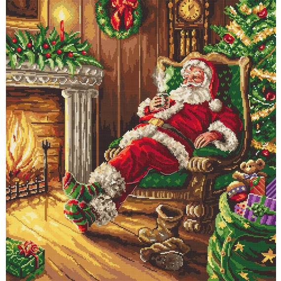 Набор для вышивания крестом "Santa's rest by the chimney"