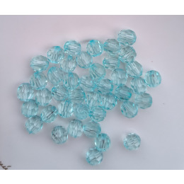 Бусины граненые круглые 10 мм цвет прозрачный голубой уп.500 гр.