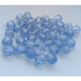 Бусины граненые круглые 10 мм цвет прозрачный светло синий уп.500 гр.