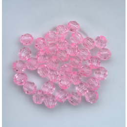 Бусины граненые круглые 10 мм цвет прозрачный розовый уп.500 гр.