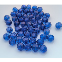 Бусины граненые круглые 10 мм цвет прозрачный темно синий уп.500 гр.