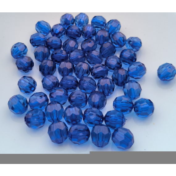 Бусины граненые круглые 10 мм цвет прозрачный темно синий уп.500 гр.