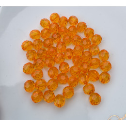 Бусины граненые круглые 10 мм цвет прозрачный темно оранжевый уп.500 гр.