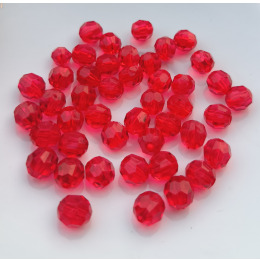 Бусины граненые круглые 10 мм цвет прозрачный красный уп.500 гр.