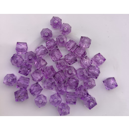 Бусины граненые квадратные 10 мм цвет прозрачный фиолетовый уп.500 гр.