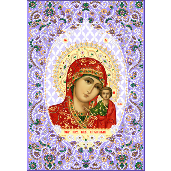 Рисунок на ткани для вышивания бисером и бусинами "Богородица Казанская"