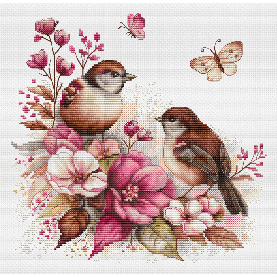 Набор для вышивания крестом "Птицы- Весна "