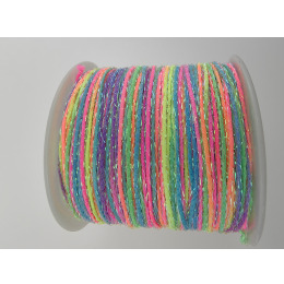 Шнур нейлоновый для плетения 1 мм длина 90 м цвет радуга с люрексом