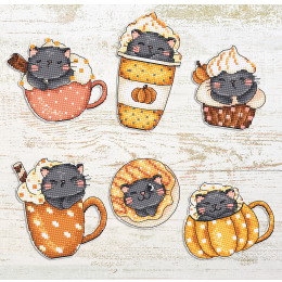 Набор для вышивания крестом "Pumpkin Cup Kitties Kit of 6 pcs "