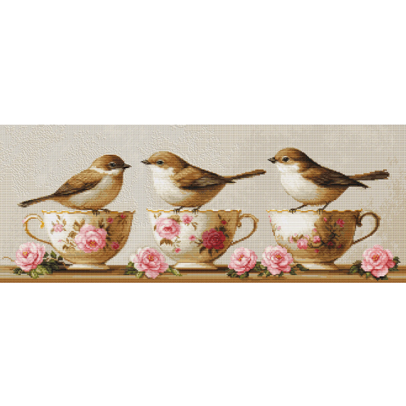 Набор для вышивания крестом "Три нежные птички"