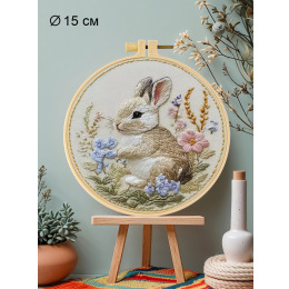 Набор для вышивания гладью "Заяц и цветы"