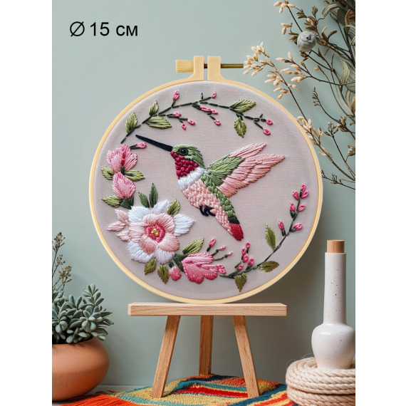 Набор для вышивания гладью "Розовая птичка"
