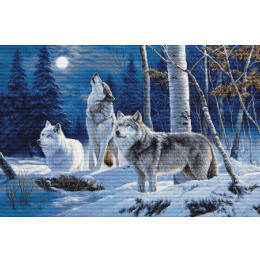  Набор для вышивания "Воющие волки и зимняя луна"