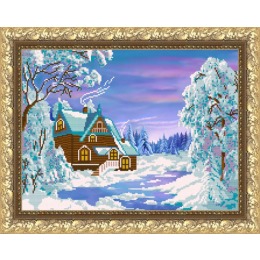Рисунок на ткани "Зимний домик"
