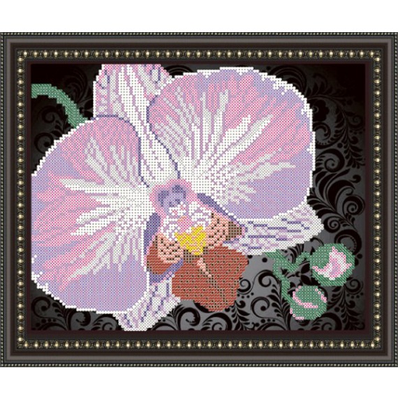 Рисунок на ткани "Орхидея на черном"