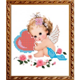 Рисунок на ткани "Ангелочек с валентинкой"