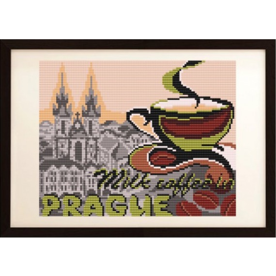 Рисунок на ткани "... на кофе с молоком в Праге"